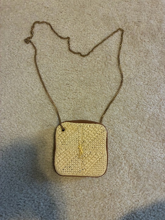 Yves Saint Laurent Handbags - Yves Saint Laurent Natural Straw Crossbody with Gold Chain